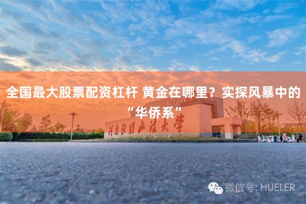 全国最大股票配资杠杆 黄金在哪里？实探风暴中的“华侨系”