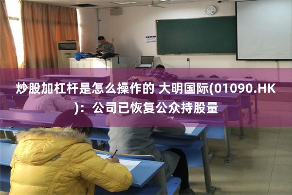 炒股加杠杆是怎么操作的 大明国际(01090.HK)：公司已恢复公众持股量