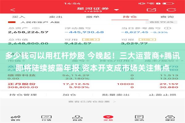 多少钱可以用杠杆炒股 今晚起！三大运营商+腾讯即将陆续披露年报 资本开支成市场关注焦点